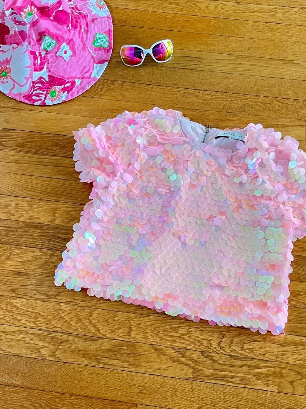 Endless Rose Pink Iridescent Sequin Top